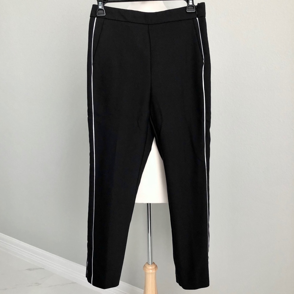 Zara Basic Black, White Striped Trousers/Pants